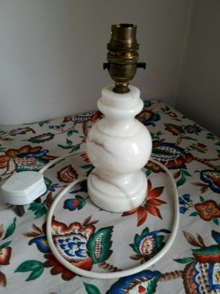 VINTAGE HEAVY MARBLE ALABASTER TABLE LAMP BRASS FITTING MADE in ENGLAND 5
