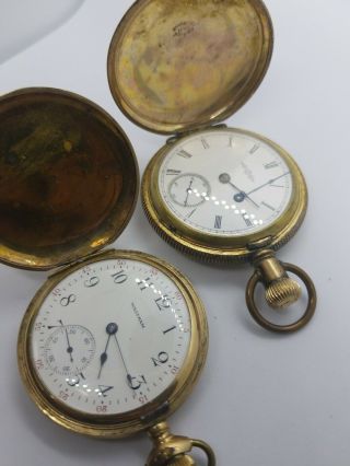 Vintage Pocket Watch W/ Gold Filled Hunter Case Waltham & Illinois