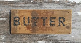 Old Early Primitive Antique Farm Chippy Barn Wood Butter Egg Sign Kitchen