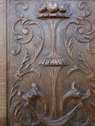 19thC GOTHIC WOODEN OAK PANEL WITH GARGOYLE HEADS,  FRUITS & OTHER c1880s 3