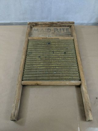 Antique Maid - Rite Standard Family Size No.  2062 Brass Washboard Columbus Oh K2