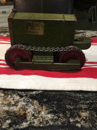 Kingsbury Pressed Steel Wind Up Green Crawler Tractor