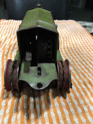 Kingsbury Pressed Steel Wind Up Green Crawler Tractor 5