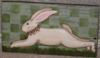 Primitive Hp Folk Art Prim Leaping Bunny Board