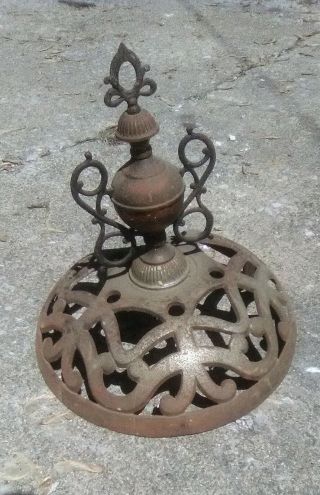 Antique Vintage Pot Belly Stove Cast Iron Top Copper & Steel Finial Decor