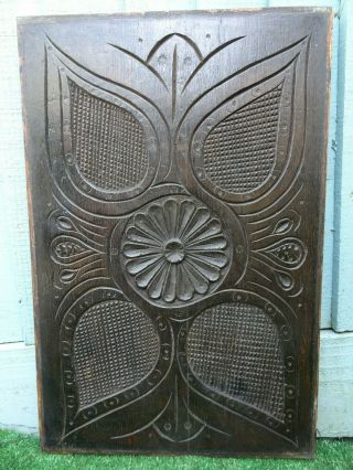 16thc Wooden Oak Relief Carved Panel With Tudor Rose Flower,  Other C1590s