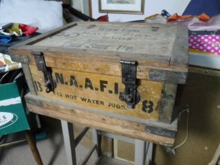Vintage VENESTA Small Banded Wooden Storage Box Chest NAAFI 2