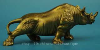 chinese old Pure copper hand - carved rhinoceros statue b02 4