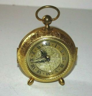 Vintage Bradley Time Corporation Germany Wind Up Travel Alarm Clock