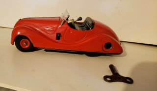 Vintage Schuco Examico 4001 Tin Wind Up Roadster Car U.  S.  Zone Germany With Key