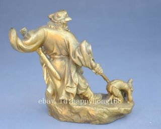 China old pure Copper Myth Immortal Zhong Kui God Catch Demon Devil Statue c01 4