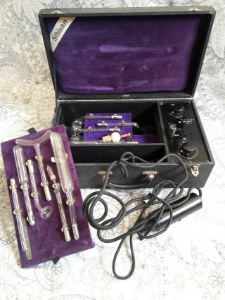 Vintage Violet Ray High Frequency Stimulator Machine Sibisan 9 Wands