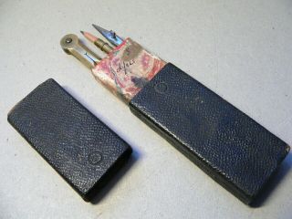 An,  Small,  Antique Etui Style Drawing Set,  Black Shagreen Covered Case