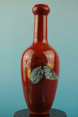 Chinese Antique Hand - Made Red Glaze Porcelain Vase C01