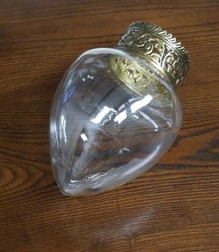 Vintage Brass Hanging Apothecary Show Globe Pharmacy Decanter Display Teardrop 3