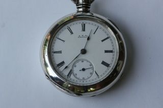 Antique A.  W.  Co Waltham Pocket Watch Coin Silver Open Face Wm Ellery