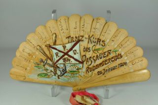 1 - 9 Rare Signed Fine Old Militaria Hand Fan Scholar Art