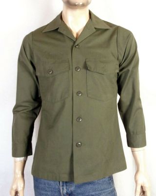 vtg 70s Post Vietnam Era US Army Sateen Uniform Shirt & Pants S 14.  5 / 32 X 35 2