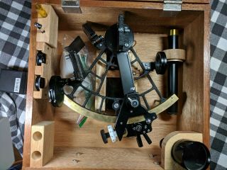 Simex Mk1 Marine Sextant In Wood Case,  All Parts