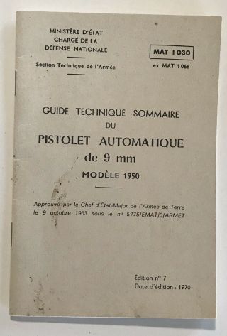 French Mac 50 Pistol Technical Guide