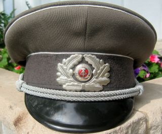 East German Germany Military Officer Uniform Visor Hat Peaked Cap Nva 56 Army
