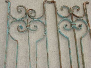 Antique Wrought Iron Garden Gate Guards Architectural Salvage Pair Vintage 5