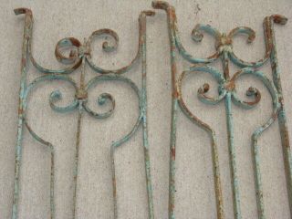 Antique Wrought Iron Garden Gate Guards Architectural Salvage Pair Vintage 7
