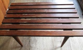 Vintage Mid Century Modern Solid Wood Slat Bench Table 30 " Made In Yugoslavia
