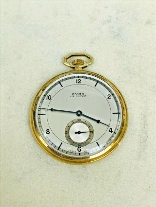 Vintage Cyma De Luxe G/p Small.  Sec 15j Mv 01032 Ultra Thin Pocket Watch
