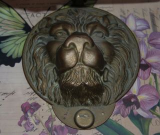 Lrge Vintage - Antique Brass Lion Head Door Knocker - Three Dimensional 8