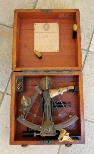 Antique H.  Hughes & Sons Marine Sextant W/ Box – Dated 1919