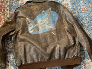 Wwii A - 2 Flight Leather Jacket - Rough Wear Size 44 - A26 Painted A2
