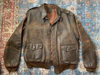 WWII A - 2 Flight Leather Jacket - Rough Wear Size 44 - A26 Painted A2 2