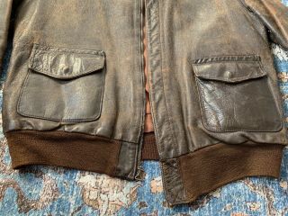 WWII A - 2 Flight Leather Jacket - Rough Wear Size 44 - A26 Painted A2 3