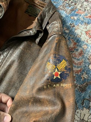 WWII A - 2 Flight Leather Jacket - Rough Wear Size 44 - A26 Painted A2 5