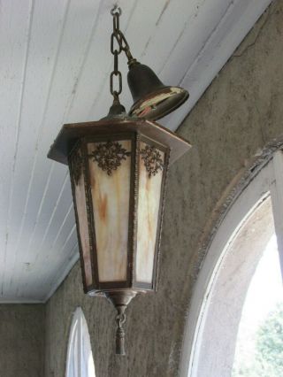 Vintage French Style Lantern,  Hanging Light,  Porch Light,  Brass,  For Restoration