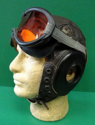 Usaaf Type A - 11 Flying Helmet W/b - 8 Goggles - Size Large