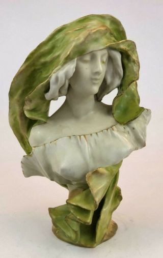 Vintage Austrian Amphora Porcelain Figurine,  Bust Of A Girl.  Early Xx C.