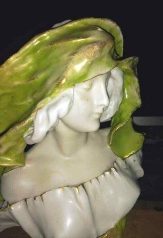 Vintage Austrian Amphora Porcelain Figurine,  Bust of a girl.  Early XX C. 6