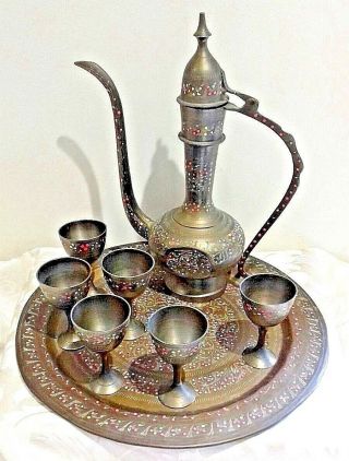 Arabian / Egyptian / Indian Decorative Coffee Set With Tray