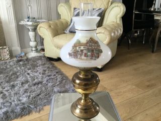 1960 Vintage Brass Oil Lamp.  Shade & Chimney