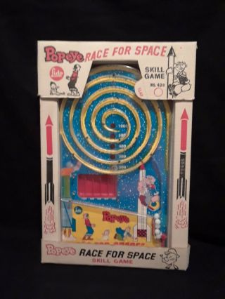 Vintage 1965 Lido Popeye Race For Space Pinball Skill Game Nrfb