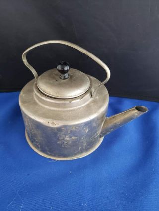 Antique Vintage Tin Metal Tea Pot 5 " D 4.  5 " H