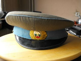 Vintage Bulgarian Army Navy Visor Cap Enamel Cockade Hat 579