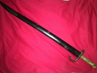 French Model 1866 Chassepot Yataghan Sword Bayonet Matching St.  Etienne.  1873