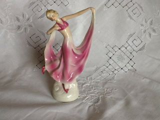 Art Deco Porcelain Dancing Lady Figurine 16cm