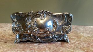 Large Antique Art Nouveau Silver Jewelry Box Rose Floral Glove Box Casket 7