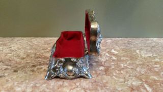 Large Antique Art Nouveau Silver Jewelry Box Rose Floral Glove Box Casket 8