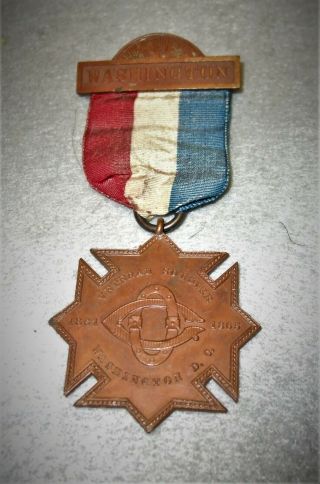 1892 Dated Veteran Soldier Medal Washington D.  C.  Civil War 1861 - 1865 Good Drape