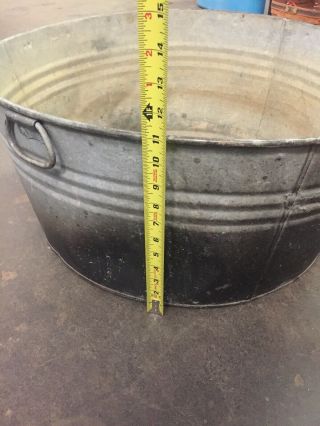 Vintage Galvanized Metal Wash Tub 25” W/ Handles 5